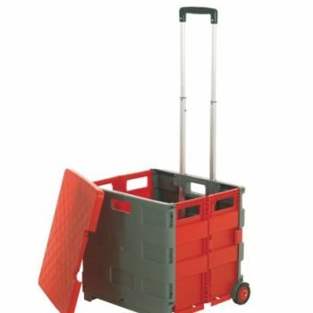 Proplaz Folding Box Truck with Removable Lid; Fixed Wheels; Plastic; 35kg; Grey/Red - GI042Y