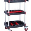 Proplaz Handy Tool Trolley; 3 Shelf; 100kg; Black/Silver - HI663Y