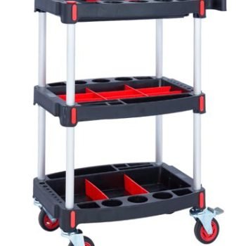 Proplaz Handy Tool Trolley; 3 Shelf; 100kg; Black/Silver - HI663Y