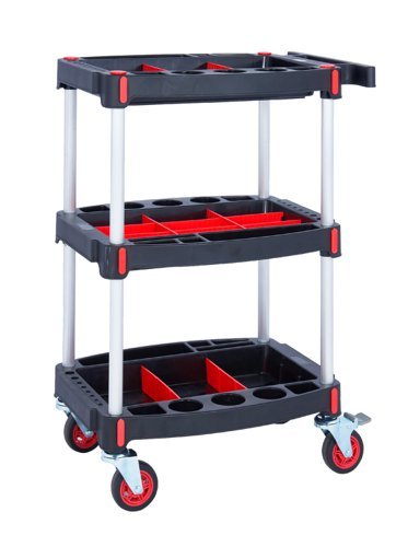 Proplaz Handy Tool Trolley; 3 Shelf; 100kg; Black/Silver - HI663Y