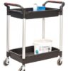 Proplaz Plus Trolley; 2 Deep Trays; Swivel (x2 Braked)Castors; Anodised Aluminium/Plastic; 150kg; Black/Silver - HIT29Y