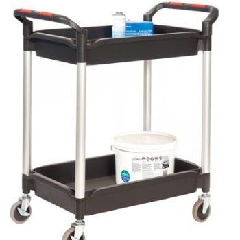 Proplaz Plus Trolley; 2 Deep Trays; Swivel (x2 Braked)Castors; Anodised Aluminium/Plastic; 150kg; Black/Silver - HIT29Y