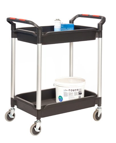 Proplaz Plus Trolley; 2 Deep Trays; Swivel (x2 Braked)Castors; Anodised Aluminium/Plastic; 150kg; Black/Silver - HIT29Y