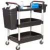 Proplaz Plus Trolley; 3 Deep Trays c/w Hook On Buckets; Swivel (x2 Braked)Castors; Anodised Aluminium/Plastic; 150kg; Black/Silver - HIT32Y