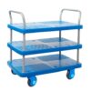 Proplaz Super Silent Three Tier Trolley; Super Silent Castors; Steel/Plastic; 300kg; Blue/Grey - PPS76Y
