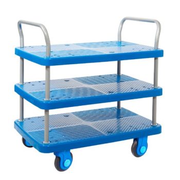 Proplaz Super Silent Three Tier Trolley; Super Silent Castors; Steel/Plastic; 300kg; Blue/Grey - PPS76Y