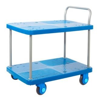 Proplaz Super Silent Two Tier Trolley; Super Silent Castors; Steel/Plastic; 300kg; Blue/Grey - PPS75Y