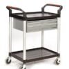 Proplaz2 Shelf Trolley with 2x Steel Drawers; Swivel (x2 Braked) Castors; Anodised Aluminium/Plastic; 150kg; Black/Silver - HI292Y
