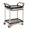 Proplaz2 Shelf Trolley with a Lockable Steel Drawer; Swivel (x2 Braked) Castors; Anodised Aluminium/Plastic; 150kg; Black/Silver - HI291Y
