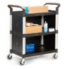 Proplaz3 Shelf Trolley with High Quality Plastic Sides; Swivel (x2 Braked) Castors; Anodised Aluminium/Plastic; 150kg; Black/Silver - HI346Y