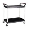 ProplazLarge 2 Shelf Trolley; Swivel (x2 Braked) Castors; Anodised Aluminium/Plastic; 150kg; Black/Silver - HI299Y