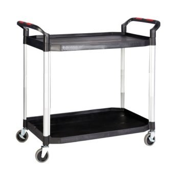 ProplazLarge 2 Shelf Trolley; Swivel (x2 Braked) Castors; Anodised Aluminium/Plastic; 150kg; Black/Silver - HI299Y