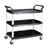 ProplazLarge 3 Shelf Trolley; Swivel (x2 Braked) Castors; Anodised Aluminium/Plastic; 150kg; Black/Silver - HI399Y