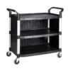 ProplazLarge 3 Shelf Trolley with High Quality Plastic Sides; Swivel (x2 Braked) Castors; Anodised Aluminium/Plastic; 150kg; Black/Silver - HI351Y