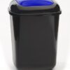Push Spring Lid Bin c/w Sticker; 12L; Dark Grey Body; Blue Lid; Plastic - PLB12Z_BLPAST
