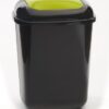 Push Spring Lid Bin c/w Sticker; 12L; Dark Grey Body; Green Lid; Plastic - PLB12Z_GLMRS