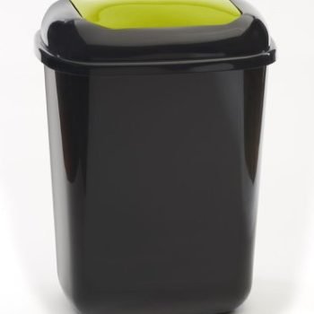 Push Spring Lid Bin c/w Sticker; 12L; Dark Grey Body; Green Lid; Plastic - PLB12Z_GLMRS