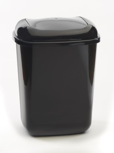 Push Spring Lid Bin c/w Sticker; 12L; Dark Grey Body; Grey Lid; Plastic - PLB12Z_GRCST