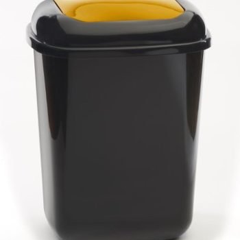 Push Spring Lid Bin c/w Sticker; 12L; Dark Grey Body; Orange Lid; Plastic - PLB12Z_OLGWS