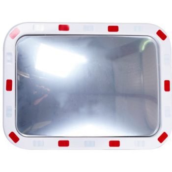 Rectangular Traffic Mirror with Reflective Edges; 400 x 600 x 50mm; White/Red - TMR6040Z
