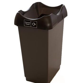 Recycling Bin c/w Sticker; Open Hole; 50L; Grey Body; Black Lid; Plastic - RB250Z_BLLGWST