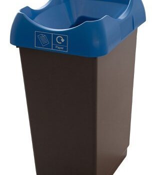 Recycling Bin c/w Sticker; Open Hole; 50L; Grey Body; Blue Lid; Plastic - RB250Z_BULPAST