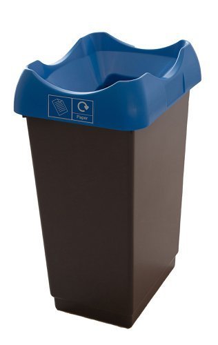 Recycling Bin c/w Sticker; Open Hole; 50L; Grey Body; Blue Lid; Plastic - RB250Z_BULPAST