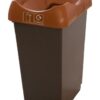 Recycling Bin c/w Sticker; Open Hole; 50L; Grey Body; Brown Lid; Plastic - RB250Z_BRLCBST