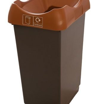 Recycling Bin c/w Sticker; Open Hole; 50L; Grey Body; Brown Lid; Plastic - RB250Z_BRLCBST