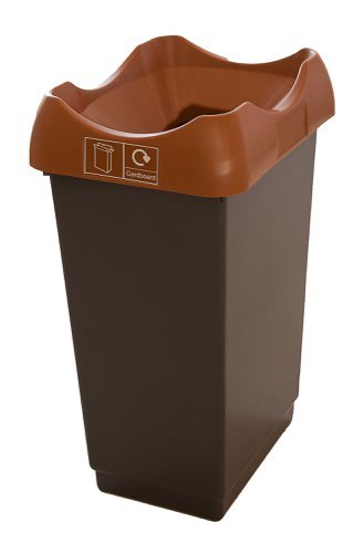 Recycling Bin c/w Sticker; Open Hole; 50L; Grey Body; Brown Lid; Plastic - RB250Z_BRLCBST