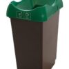 Recycling Bin c/w Sticker; Open Hole; 50L; Grey Body; Green Lid; Plastic - RB250Z_GRLGLST