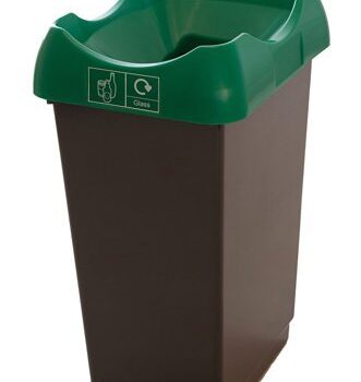 Recycling Bin c/w Sticker; Open Hole; 50L; Grey Body; Green Lid; Plastic - RB250Z_GRLGLST