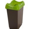 Recycling Bin c/w Sticker; Open Hole; 50L; Grey Body; Lime Green Lid; Plastic - RB250Z_LGLMRST