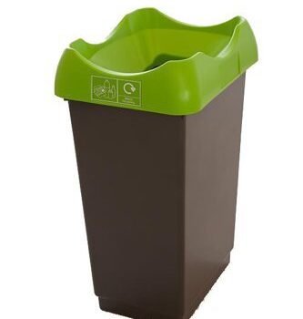 Recycling Bin c/w Sticker; Open Hole; 50L; Grey Body; Lime Green Lid; Plastic - RB250Z_LGLMRST