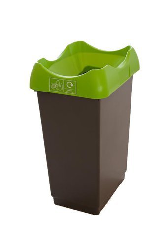 Recycling Bin c/w Sticker; Open Hole; 50L; Grey Body; Lime Green Lid; Plastic - RB250Z_LGLMRST