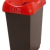 Recycling Bin c/w Sticker; Open Hole; 50L; Grey Body; Red Lid; Plastic - RB250Z_RDLPLST