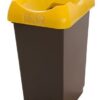 Recycling Bin c/w Sticker; Open Hole; 50L; Grey Body; Yellow Lid; Plastic - RB250Z_YWLPCST