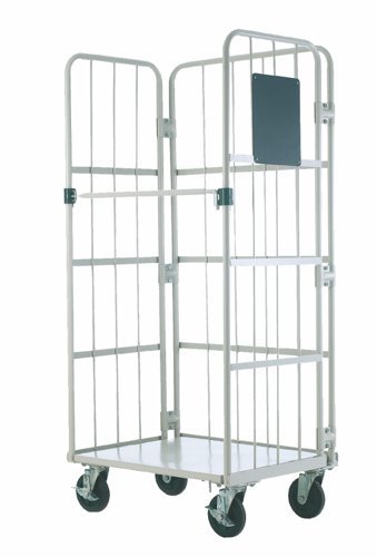 Roll Container; Swivel (x2 Braked) Castors; Steel; 600kg; Silver - RI2003