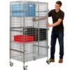 Security Trolley; Swivel (x2 Braked) Castors; Wire Mesh; 350kg; Silver - SW091Y