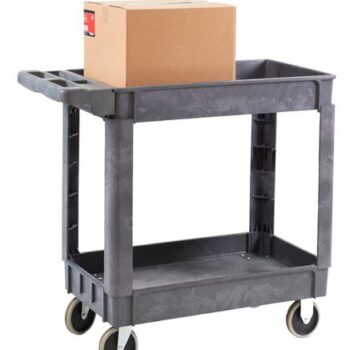 Service Trolley; 2 Deep Trays ; Fixed/Swivel; Castors; Heavy Duty Plastic; 225kg; Grey - HI924C