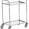 Shelf Trolley; 2 Shelf Trolley with Lip; Swivel Castors; Stainless Steel; 100kg; Silver - SI202Y