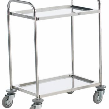 Shelf Trolley; 2 Shelf Trolley with Lip; Swivel Castors; Stainless Steel; 100kg; Silver - SI202Y