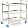Shelf Trolley; 3 Shelf Trolley; Swivel (x4 Braked) Castors; Stainless Steel; 100kg; Silver - SI803Y