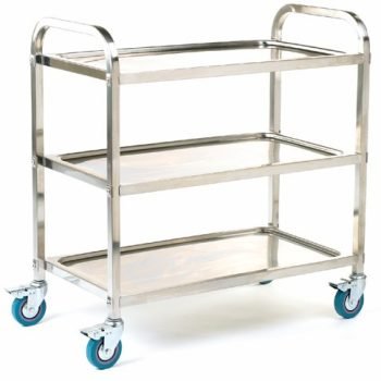 Shelf Trolley; 3 Shelf Trolley; Swivel (x4 Braked) Castors; Stainless Steel; 100kg; Silver - SI803Y