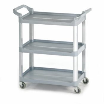 Shelf Trolley; 3 Tier; Swivel Castors; Aluminium/Plastic; 100kg; Grey/Silver - HI424Y