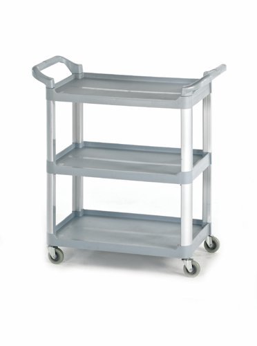 Shelf Trolley; 3 Tier; Swivel Castors; Aluminium/Plastic; 100kg; Grey/Silver - HI424Y