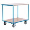 Shelf Truck; 2 Shelf with Push Handle; Fixed/Swivel (x2 Braked) Castors; Steel; 500kg; Blue/Veneer - PI305Y