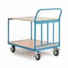 Shelf Truck; 2 Shelf with Tubular End; Fixed/Swivel (x2 Braked) Castors; Steel; 400kg; Blue/Veneer - PI304Y