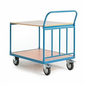 Shelf Truck; 2 Shelf with Tubular End; Fixed/Swivel (x2 Braked) Castors; Steel; 400kg; Blue/Veneer - PI304Y