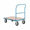 Single Bar End Platform Truck; 990 x 490 x 900; Fixed/Swivel Castors; Steel; 500kg; Blue/Veneer - PI200Y